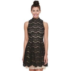 Trioxide Black Lace and Tulle Black Dress